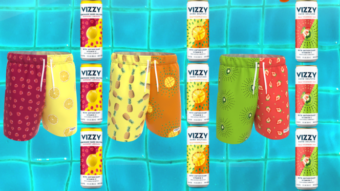 Vizzy hard seltzer swim trunks